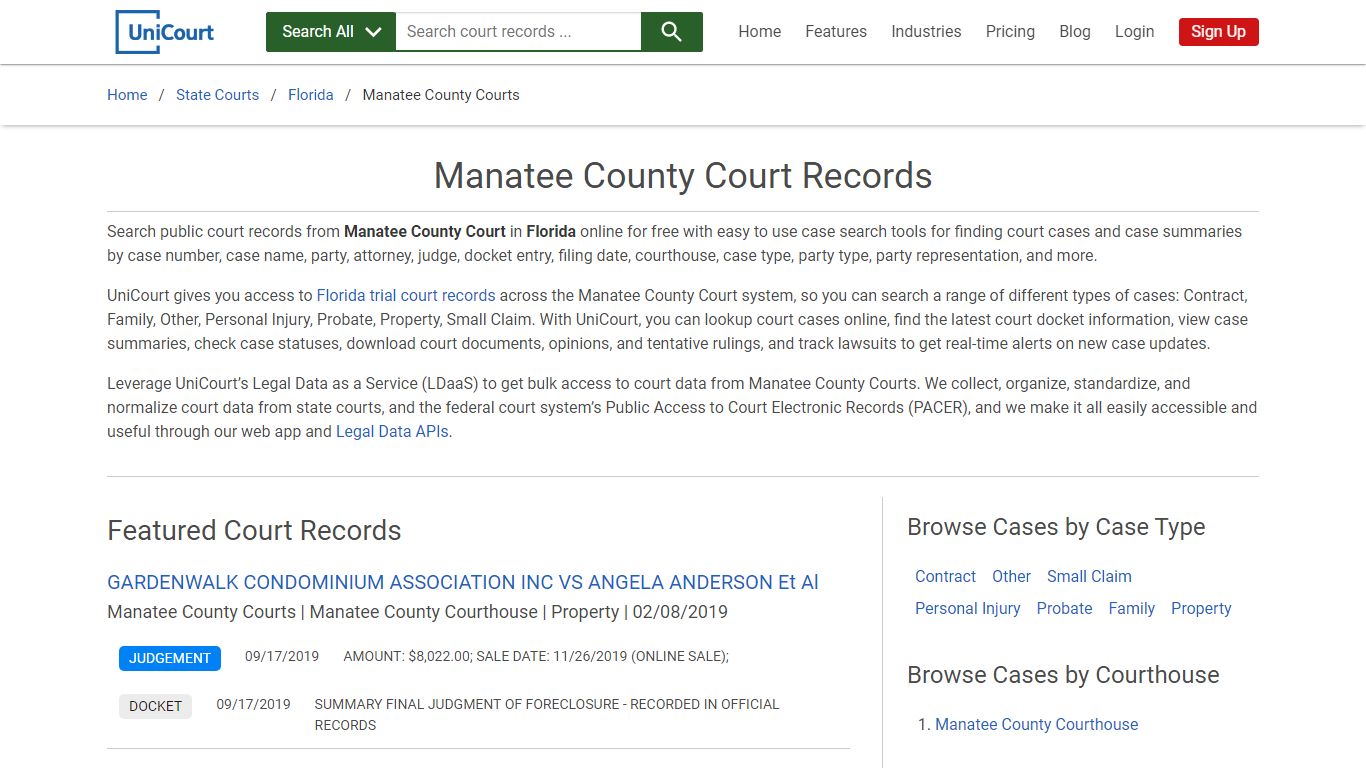Manatee County Court Records | Florida | UniCourt
